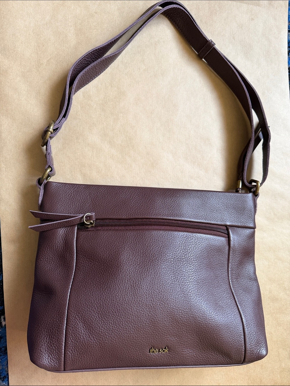 NWOT The Sak Melrose Leather Crossbody Bag Dark Brown Adjustable Strap